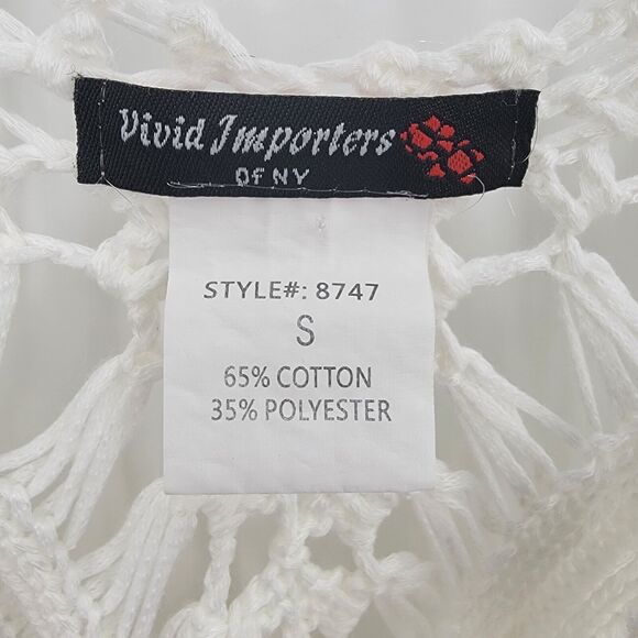 Vivid Importers of NY Top Women's Small Crochet Fringe Boho Cover-up - Picture 8 of 10
